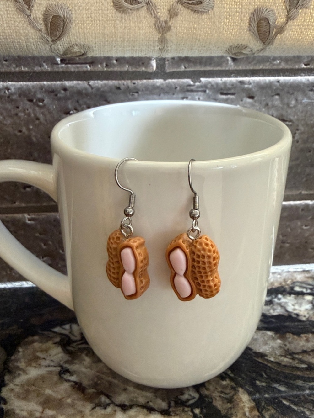 Handcrafted Peanut Shell Dangle Earrings